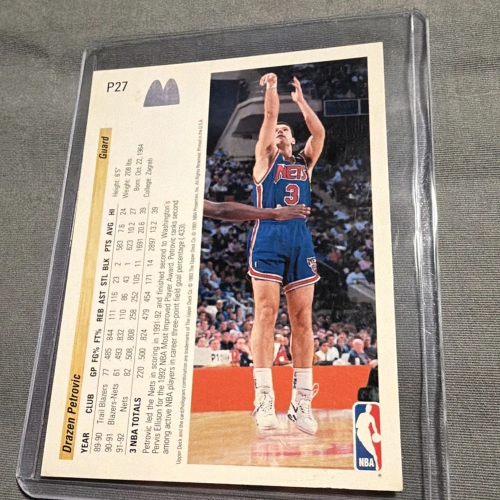 Upper Deck 1992-93 McDonald's Drazen Petrovic #P27 New Jersey Nets